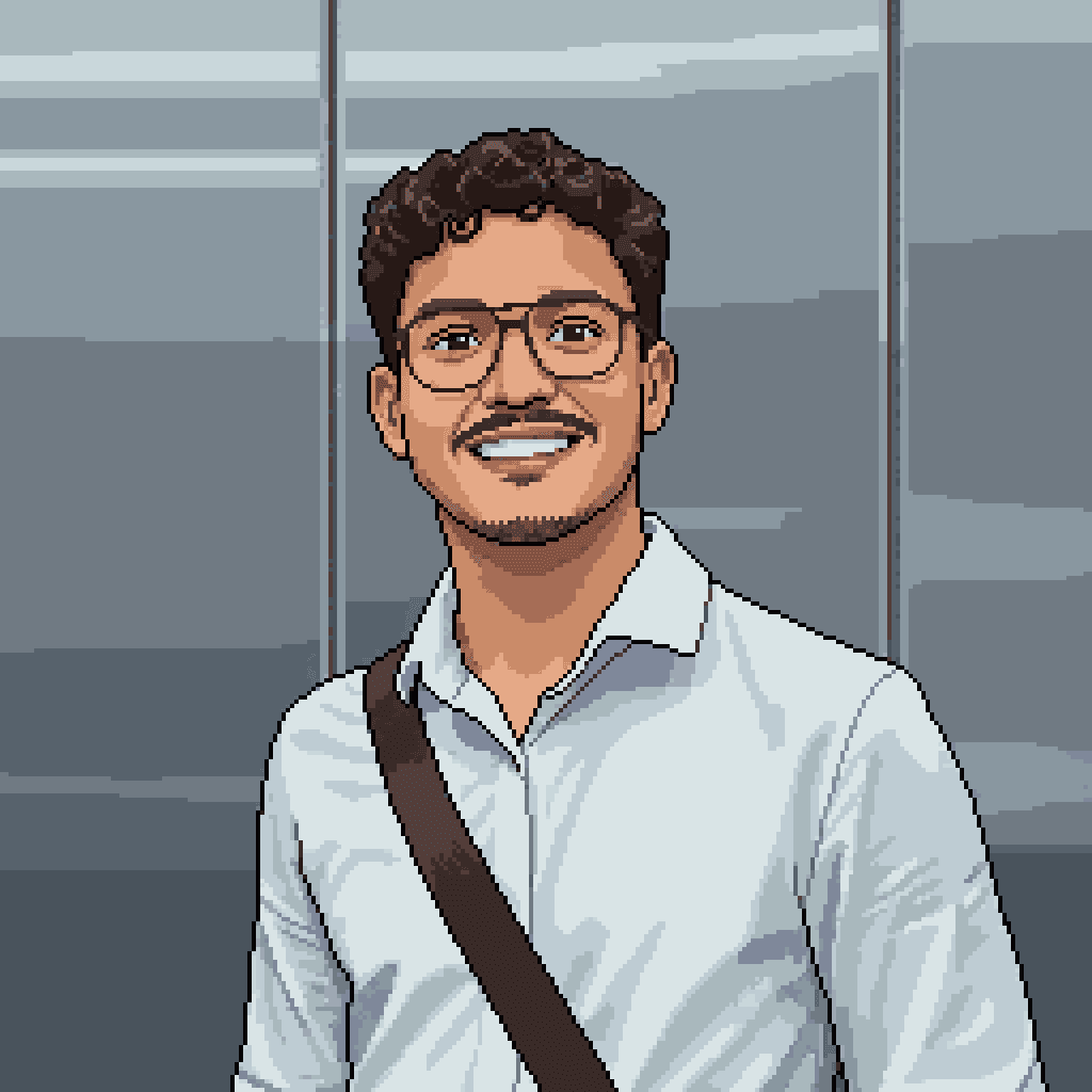 Retrato em pixel art de Alonso Germano